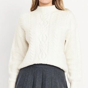 Sherpa Adventure Gear Alpaca Blend Mini Cable Knit Cream Turtleneck Sweater